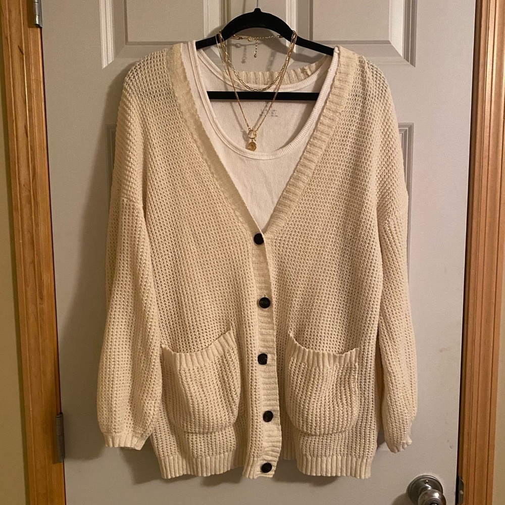 Cream knit cardigan from AE